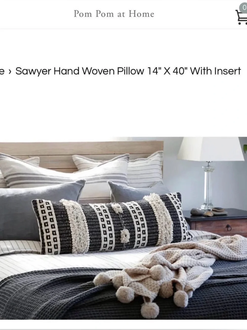 Pom Pom Home Sawyer Handwoven Lumbar Throw Pillow 14x40”